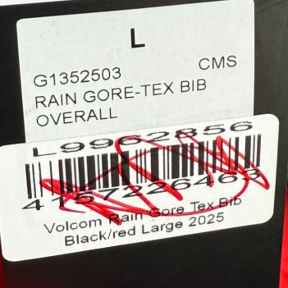 NWT Volcom Crimson Red & Black Rain GORE-TEX Bib Snowboard Pants - Picture 7 of 8